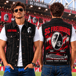 SC Freiburg Bundesliga Matchday Personalized Name Denim Vest Sleeves For Fan - Limited Edition