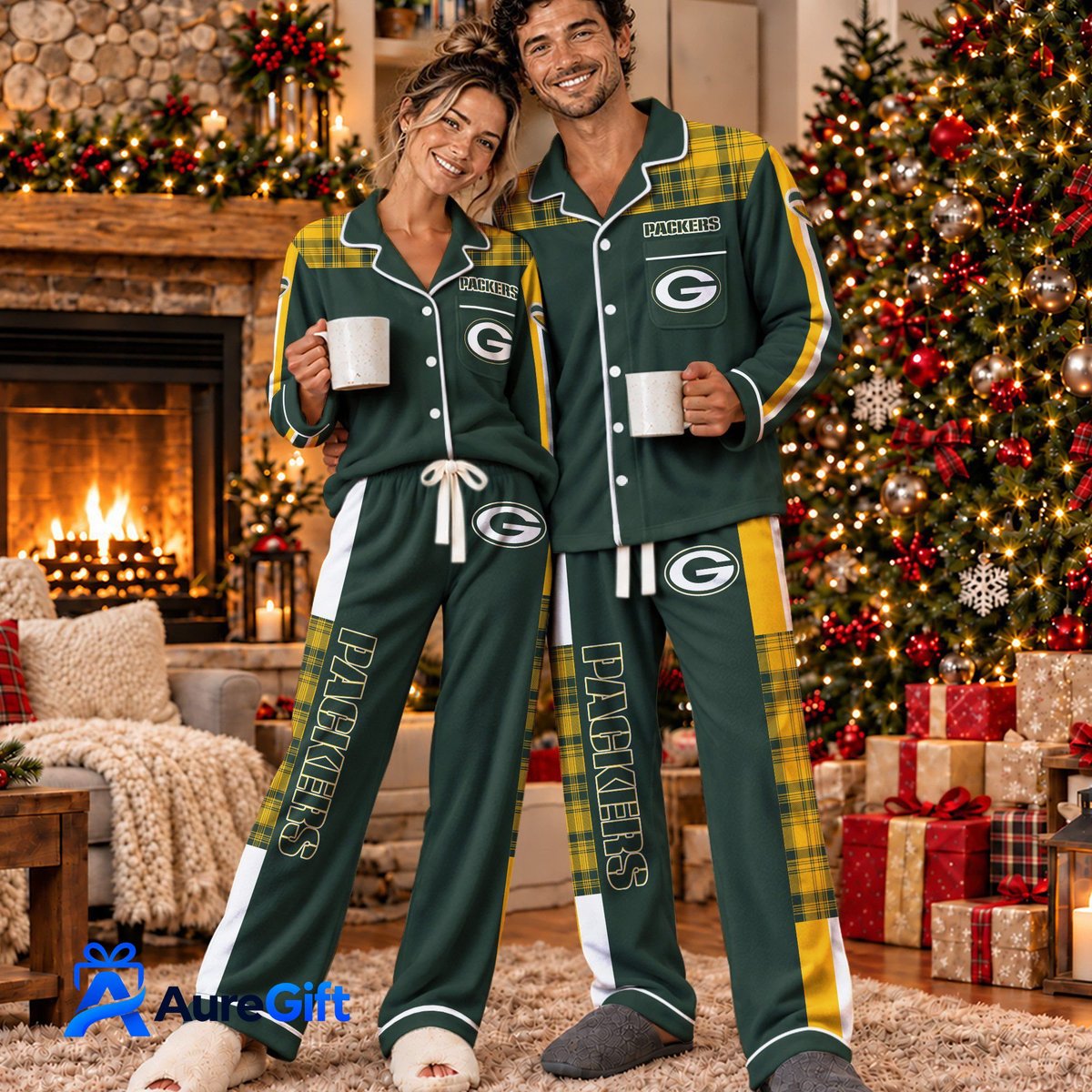 Green Bay Packers  Set Pajamas For Fan Custom Name