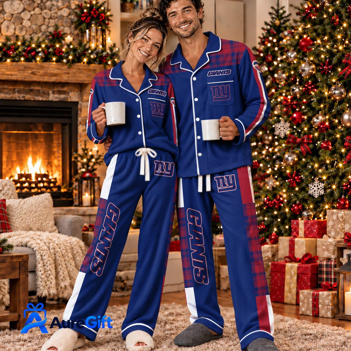 New York Giants Set Pajamas For Fan Custom Name