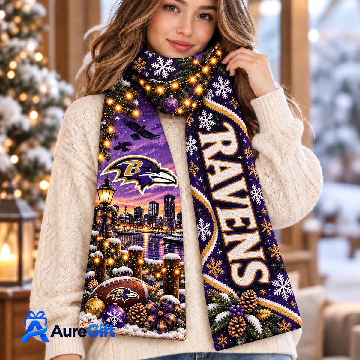 Baltimore Ravens NFL Scarf Personalized For Fan