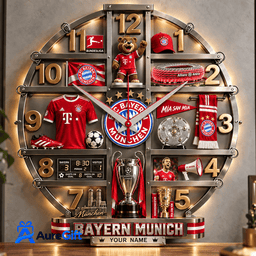 Bayern Munich Bundesliga Matchday Personalized Name Acrylic Wall Clock For Fan - Limited Edition