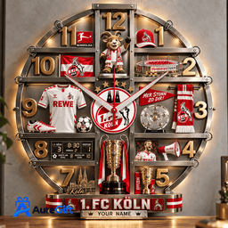 1. FC Köln Bundesliga Matchday Personalized Name Acrylic Wall Clock For Fan - Limited Edition