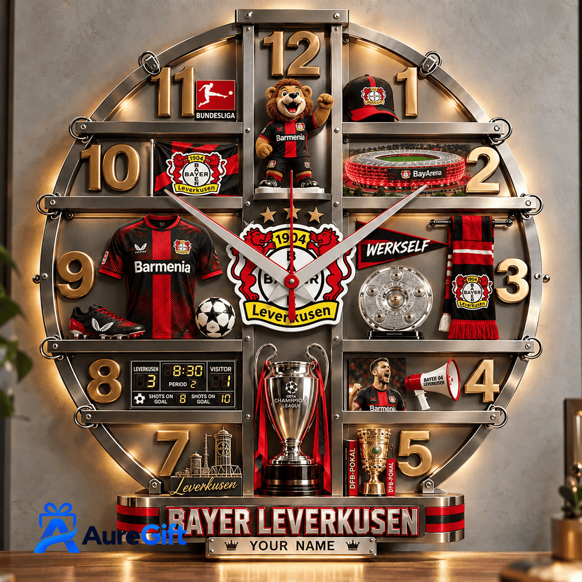 Bayer Leverkusen Bundesliga Matchday Personalized Name Acrylic Wall Clock For Fan - Limited Edition