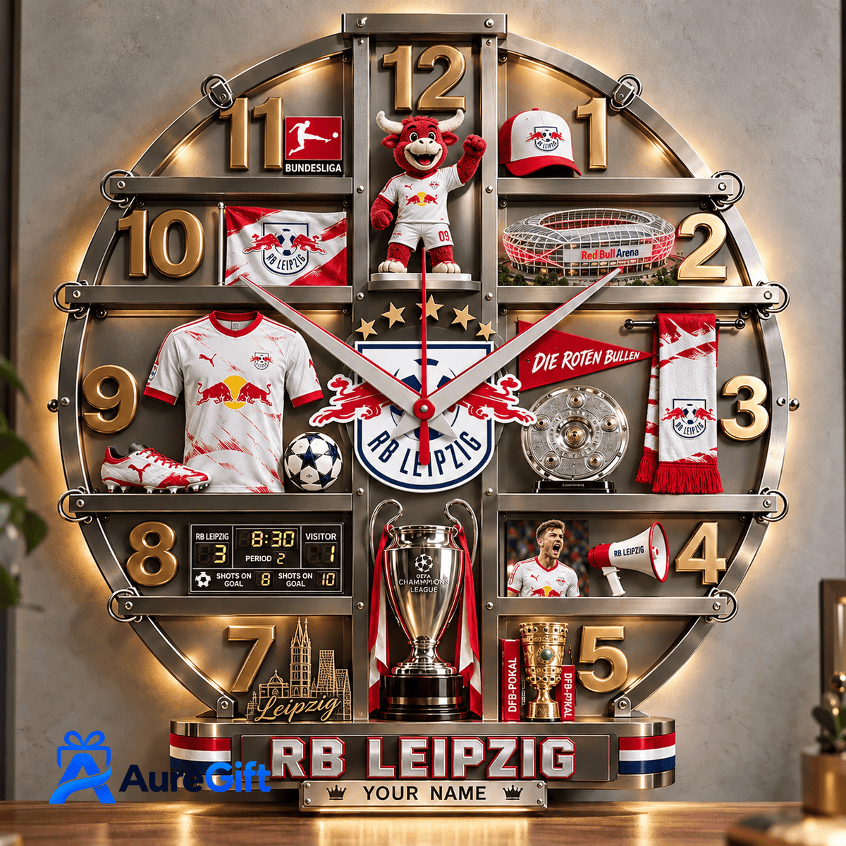 RB Leipzig Bundesliga Matchday Personalized Name Acrylic Wall Clock For Fan - Limited Edition