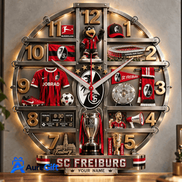 SC Freiburg Bundesliga Matchday Personalized Name Acrylic Wall Clock For Fan - Limited Edition
