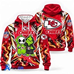 Kansas City Chiefs Grinch & Jack Skellington NFL Hoodie – Adult & Kids