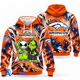 Denver Broncos Grinch & Jack Skellington NFL Hoodie – Adult & Kids