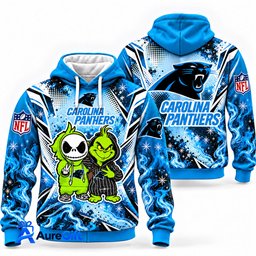 Carolina Panthers Grinch & Jack Skellington NFL Hoodie – Adult & Kids