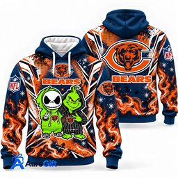 Chicago Bears Grinch & Jack Skellington NFL Hoodie – Adult & Kids
