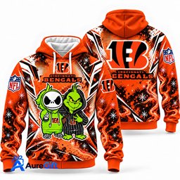 Cincinnati Bengals Grinch & Jack Skellington NFL Hoodie – Adult & Kids