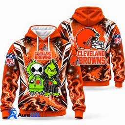Cleveland Browns Grinch & Jack Skellington NFL Hoodie – Adult & Kids
