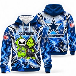 Dallas Cowboys Grinch & Jack Skellington NFL Hoodie – Adult & Kids