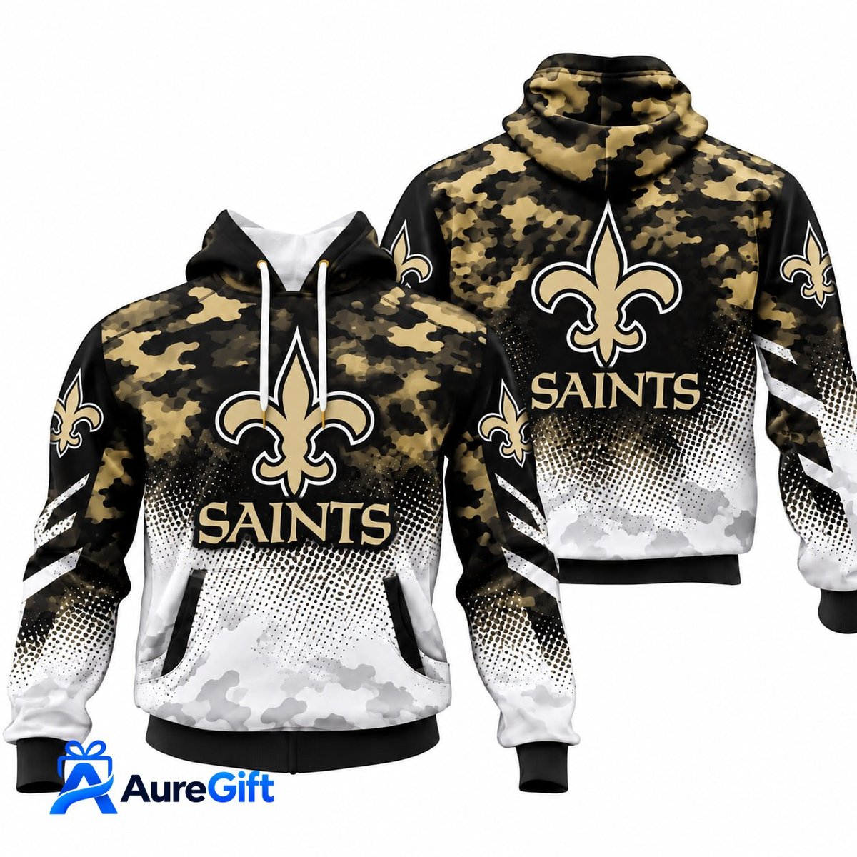 New Orleans Saints NFL Camo Hoodie – Football Pullover Sweatshirt