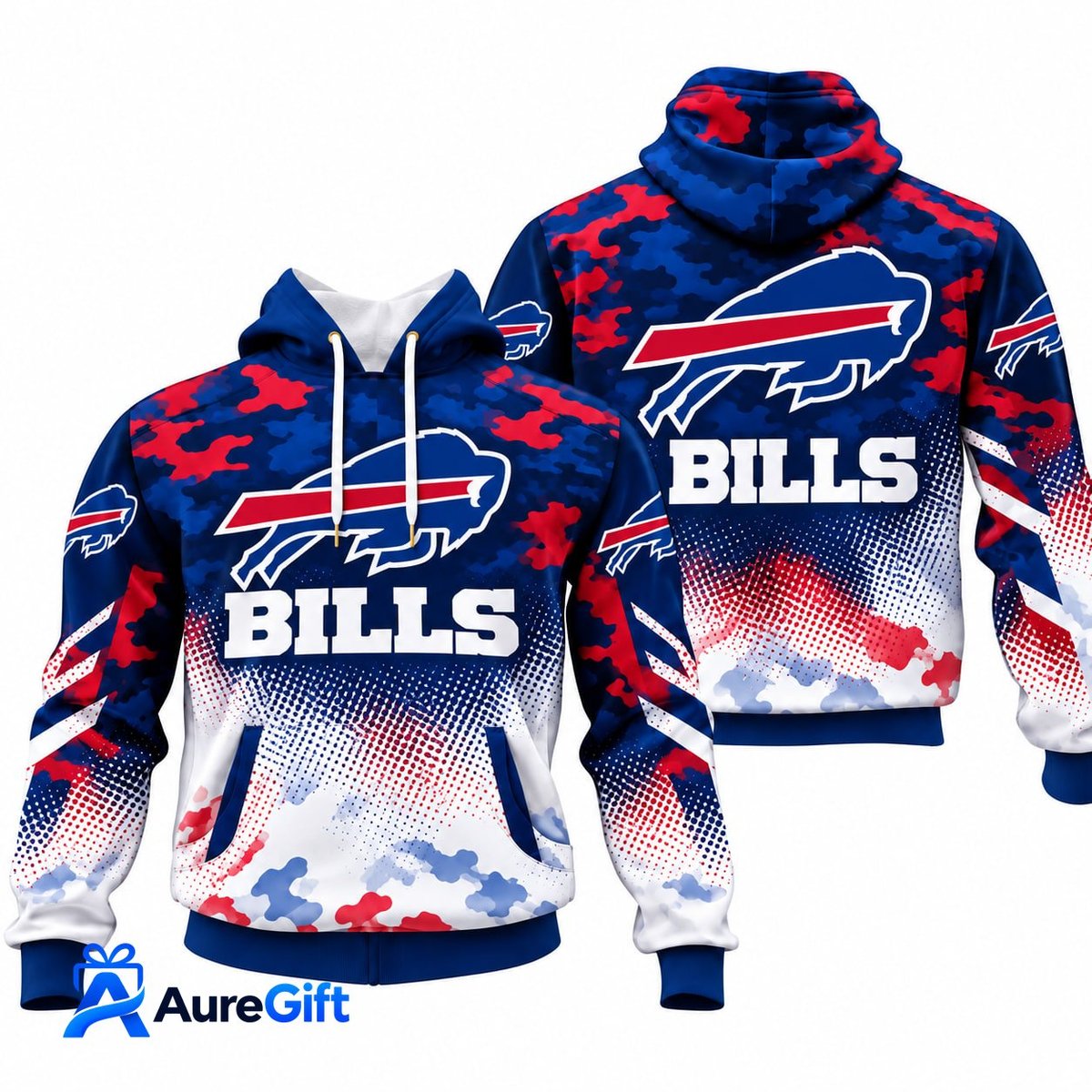 Buffalo Bills NFL Camo Hoodie – Football Pullover Sweatshirt