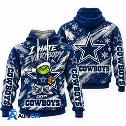Dallas Cowboys Grinch Christmas Hoodie – I Hate Everybody Except Cowboys, NFL Fan Gift