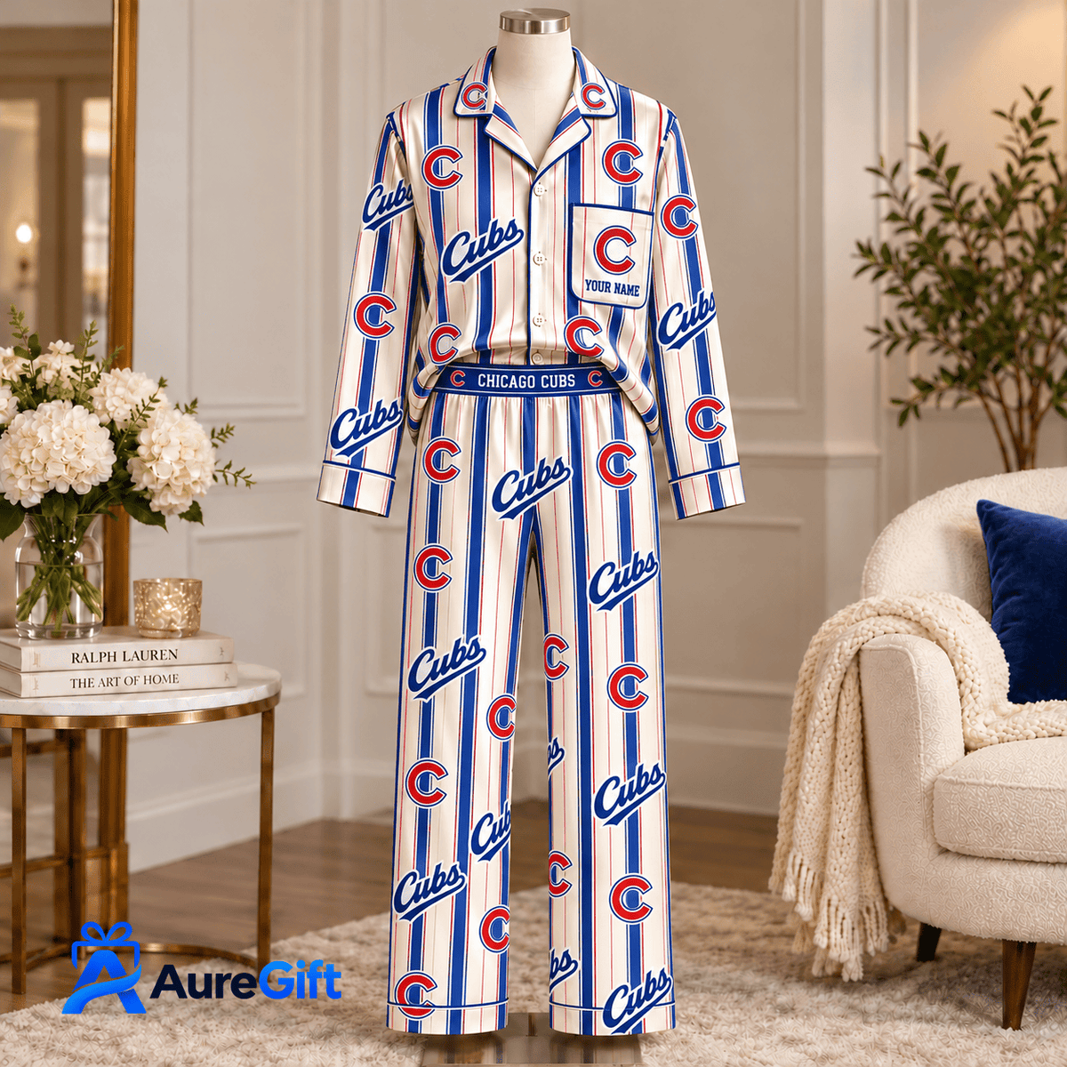 Chicago Cubs MLB Game Day Personalized Name Set Long Pajamas Gift For Fan - Limited Edition