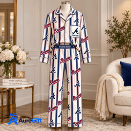 Atlanta Braves MLB Game Day Personalized Name Set Long Pajamas Gift For Fan - Limited Edition