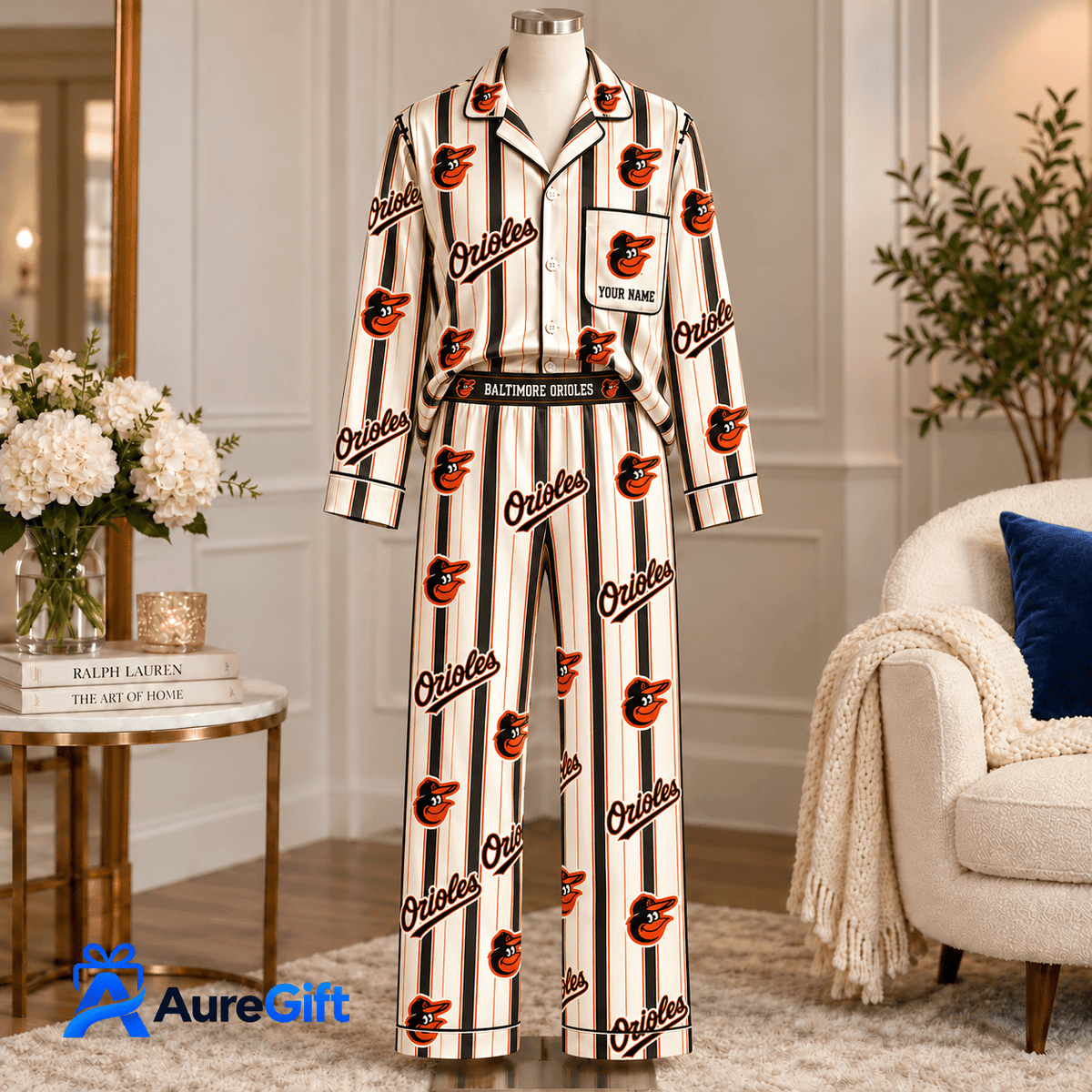 Baltimore Orioles MLB Game Day Personalized Name Set Long Pajamas Gift For Fan - Limited Edition