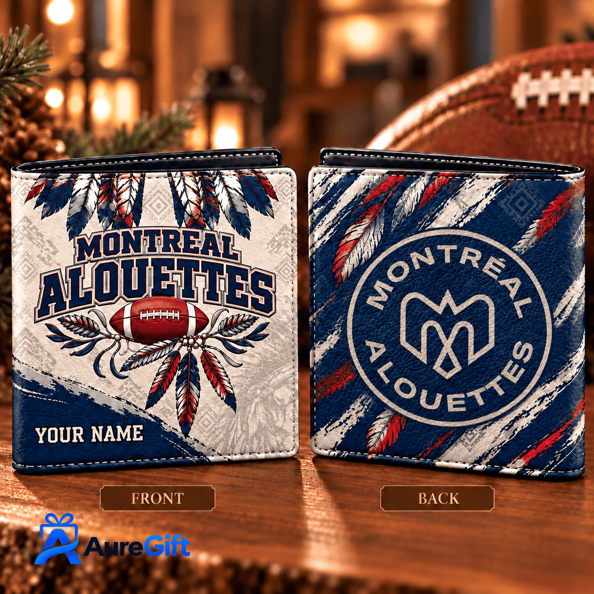 Montreal Alouettes CFL Native Personalized Men Allover Wallet– Premium Limited Edition Gift for Fans
