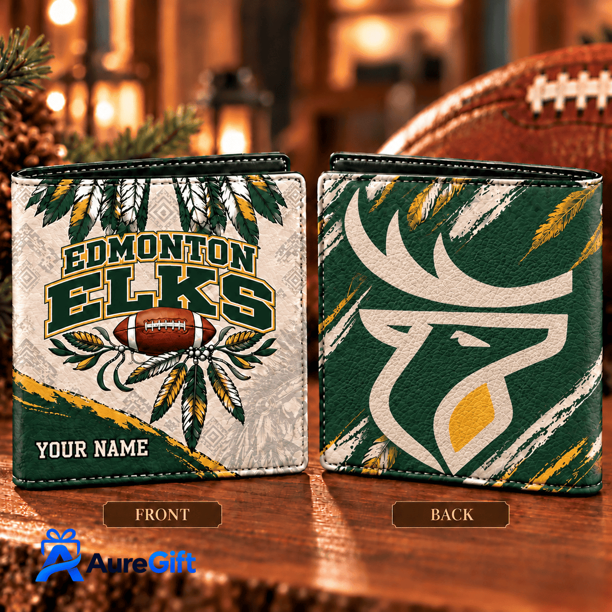 Edmonton Elks CFL Native Personalized Men Allover Wallet– Premium Limited Edition Gift for Fans