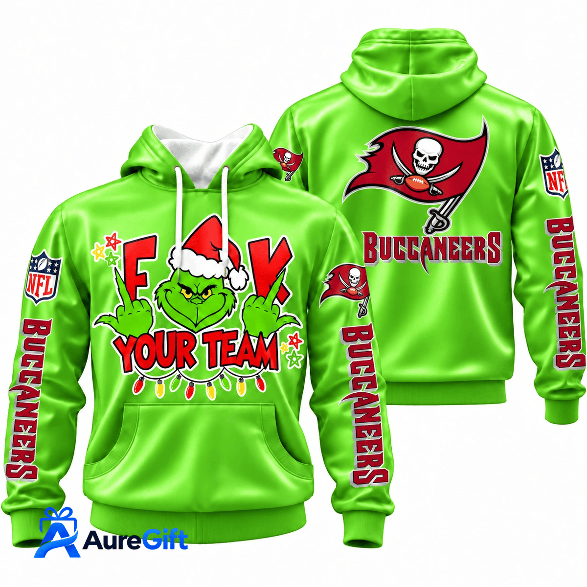 Tampa Bay Buccaneers Grinch Your Team NFL Christmas Hoodie – Green