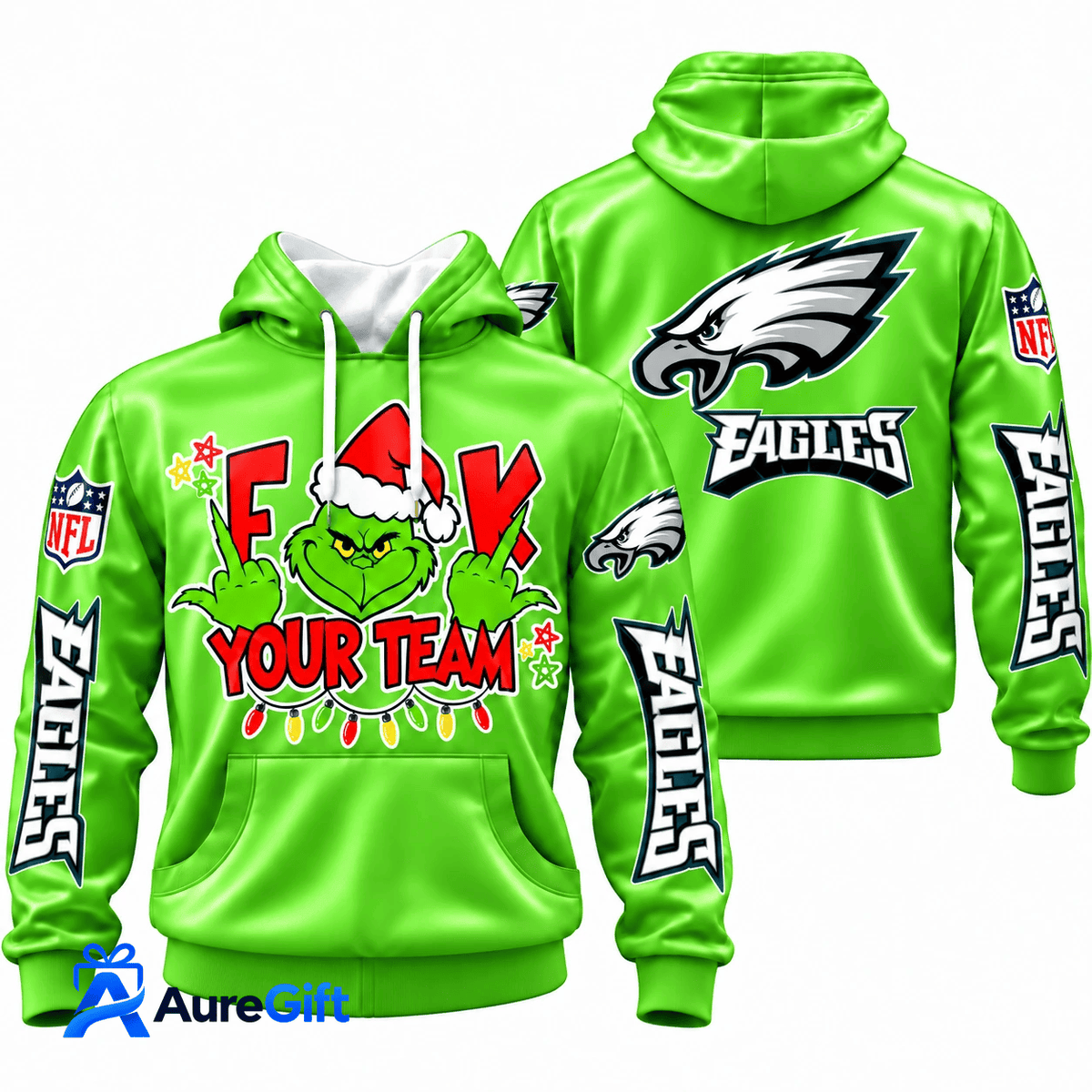 Philadelphia Eagles Grinch Your Team NFL Christmas Hoodie – Green