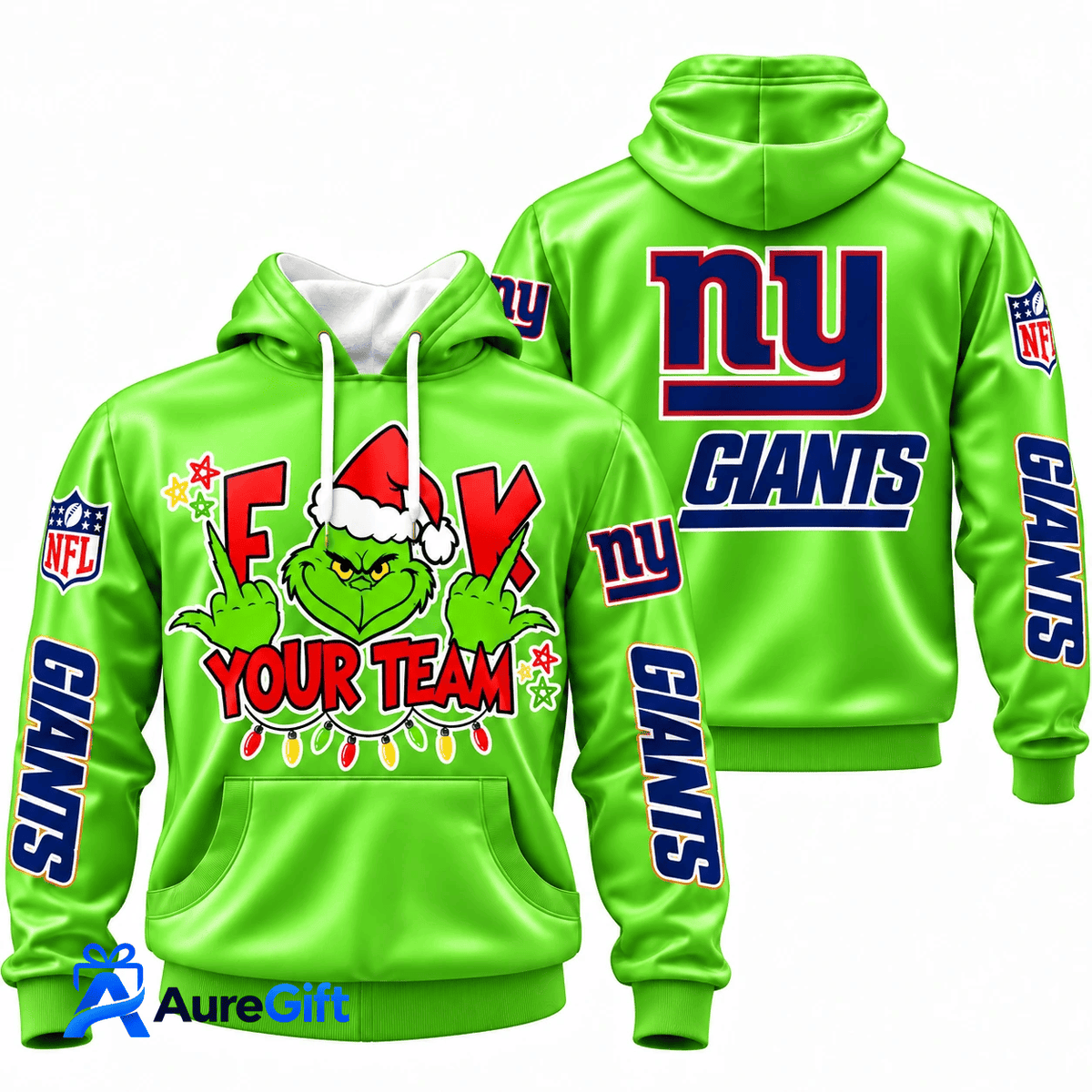 New York Giants Grinch Your Team NFL Christmas Hoodie – Green