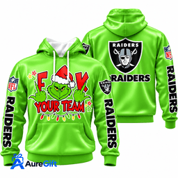 Las Vegas Raiders Grinch Your Team NFL Christmas Hoodie – Green