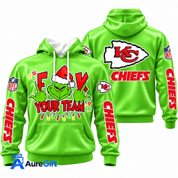 Kansas City Chiefs Grinch Your Team NFL Christmas Hoodie – Green