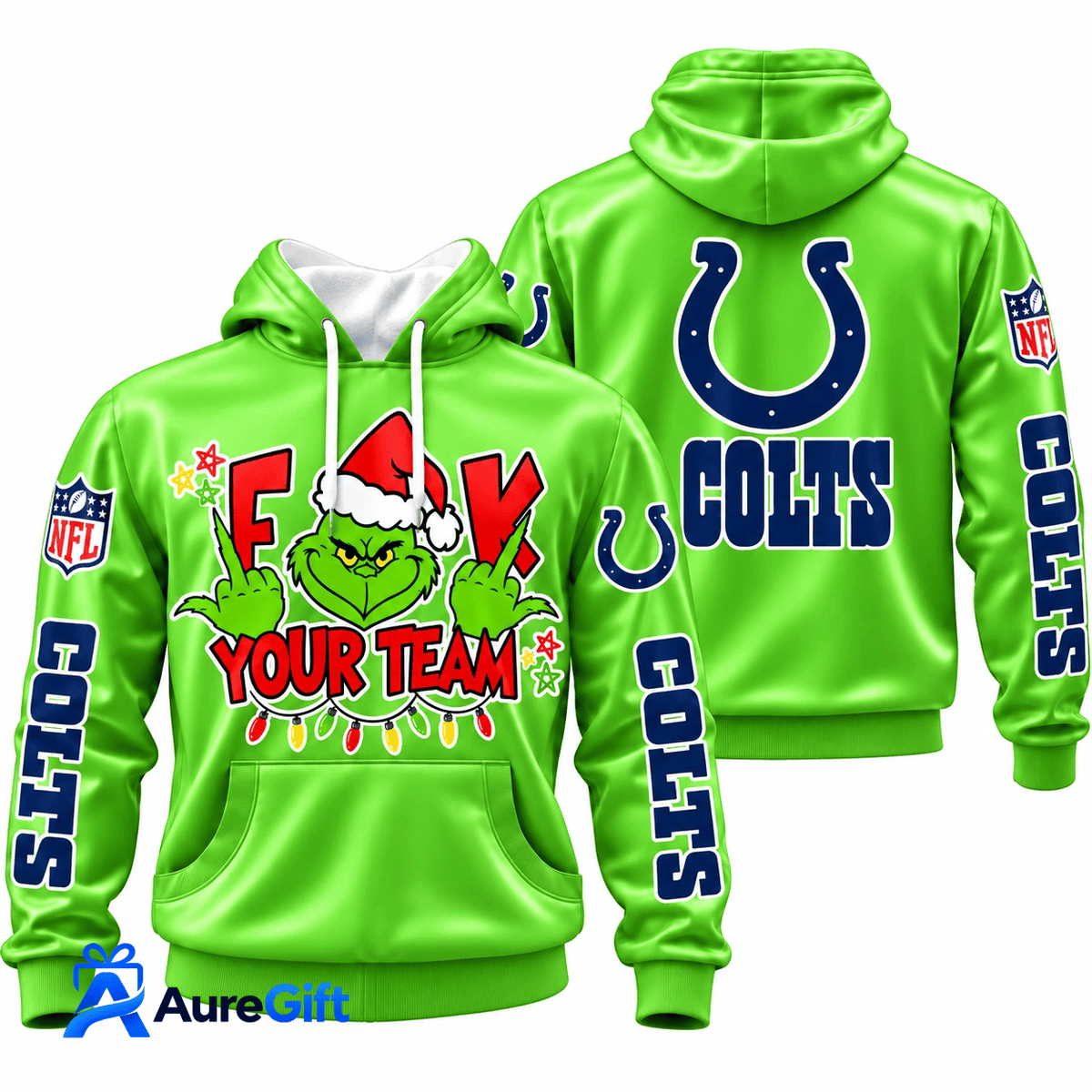 Indianapolis Colts Grinch Your Team NFL Christmas Hoodie – Green