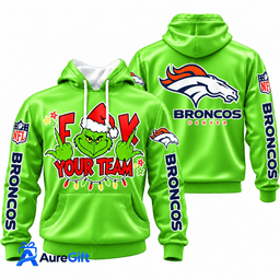 Denver Broncos Grinch Your Team NFL Christmas Hoodie – Green