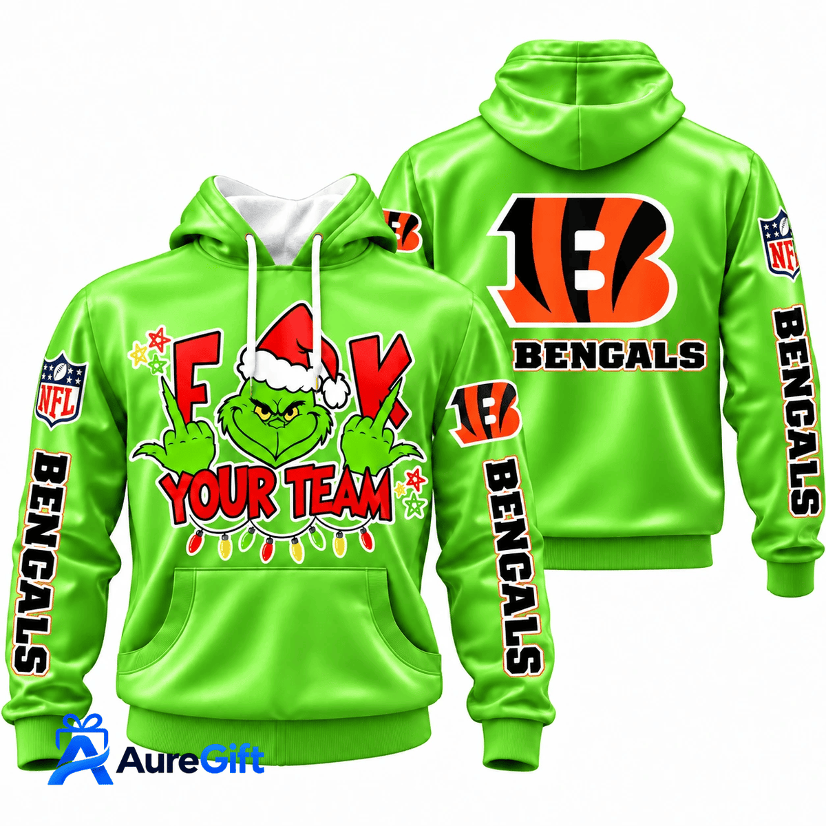 Cincinnati Bengals Grinch Your Team NFL Christmas Hoodie – Green
