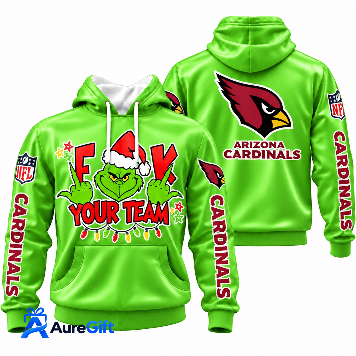 Arizona Cardinals Grinch Your Team NFL Christmas Hoodie – Green