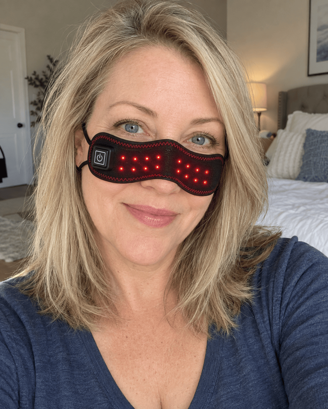 Front view showing how the nose warmer sits across the nose