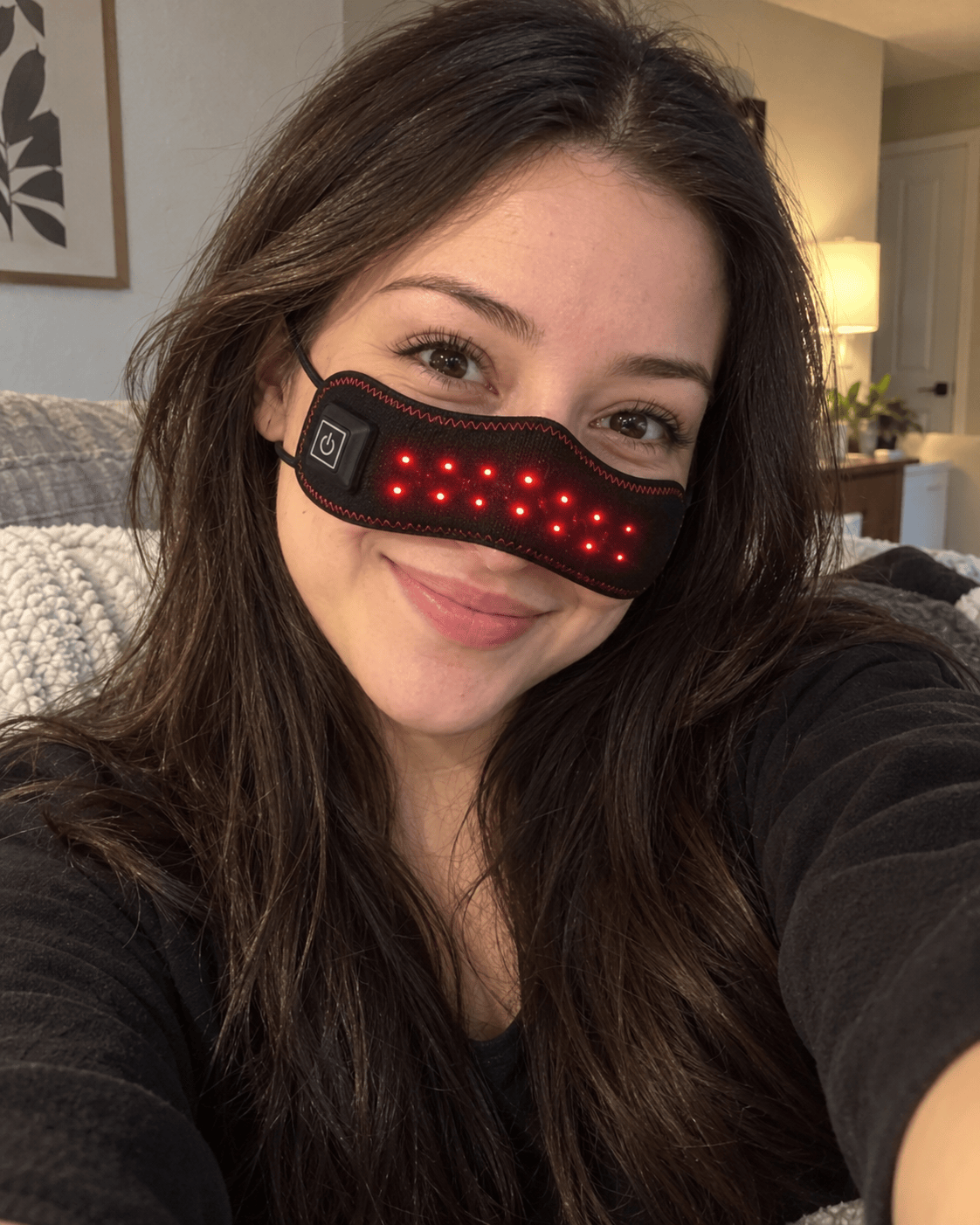 Nose warmer worn with illuminated LEDs