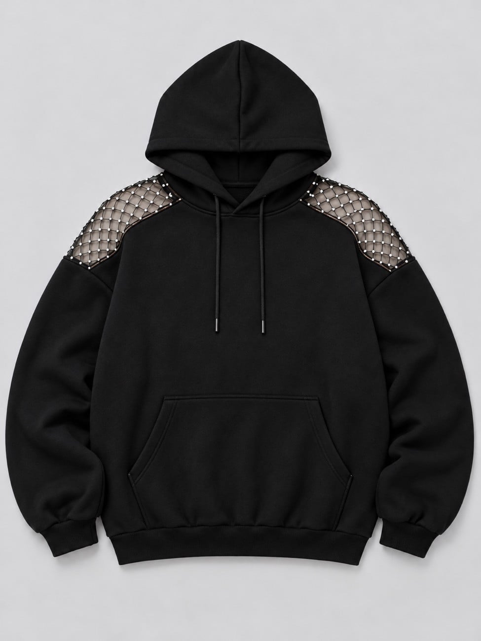 Front of the black hoodie: plain, no logo