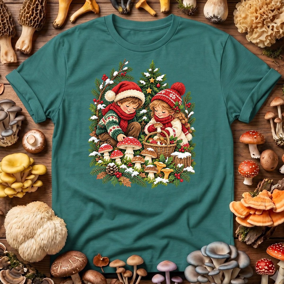 Christmas Mushroom Forest T Shirt