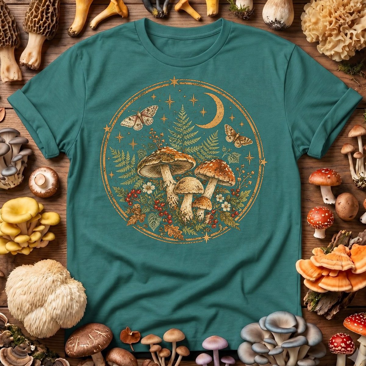 Vintage Mushroom Moonlight Forest T Shirt