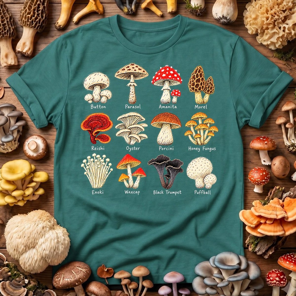 Vintage Mushroom Identification Chart T Shirt
