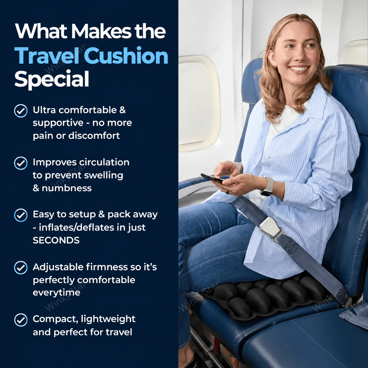 Travel Cushion inflated on a seat