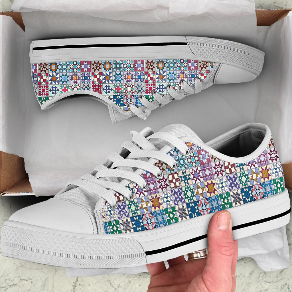 Sewing Lover Women's Low Top Shoes Traditional Quilt Blocks