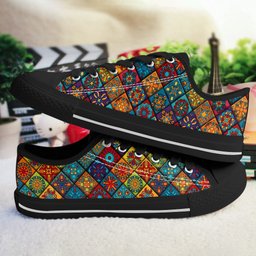Mandala Women's Low Top Shoes Mandala Flower Blocks