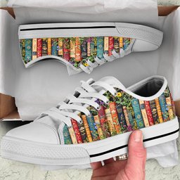 Book Lover Women's Low Top Shoes Floral Books