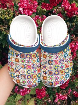 Sewing Lover Graphic Clogs Colorful Quilt Blocks