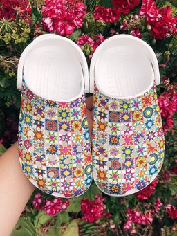 Sewing Lover Graphic Clogs Colorful Quilt Blocks