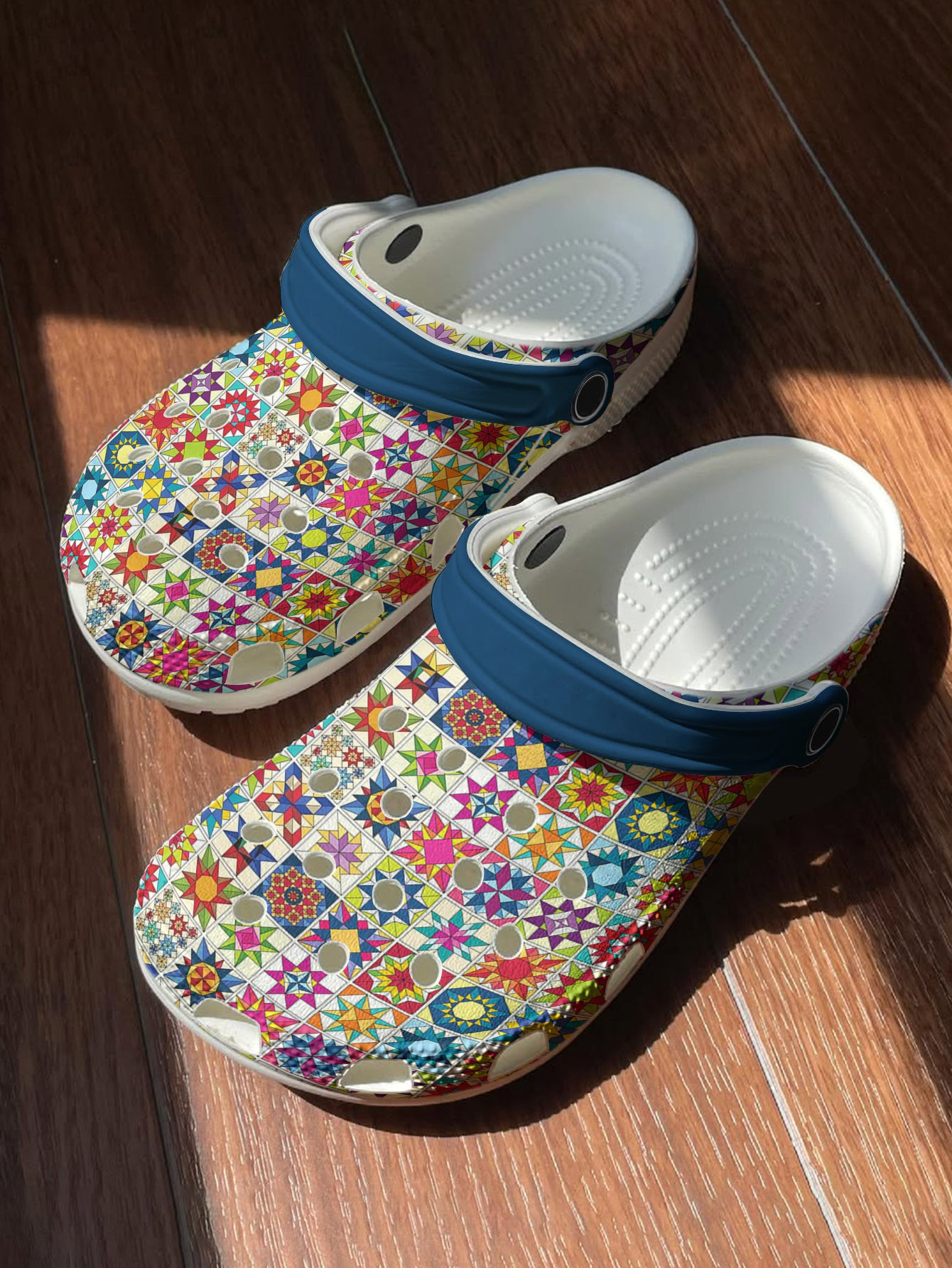 Sewing Lover Graphic Clogs Colorful Quilt Blocks