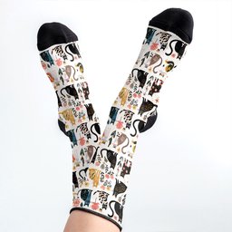 Cat Crew Socks Botanical Cat Bliss