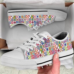 Sewing Lover Women's Low Top Shoes ColorBurst Quilt Blocks