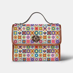 Sewing Lover Satchel Handbag Colorful Quilt Blocks