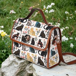 Cat Lover Satchel Handbag Botanical Cat Bliss